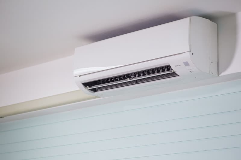 A wall-mounted split air conditioning unit in a home